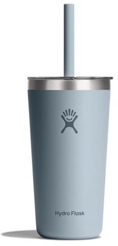Hydro Flask All Around Tumbler Clear Straw Lid, Insulated Travel Mug, Insulated Coffee Cup 20 Oz Shale Gray
