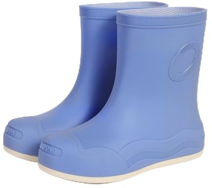 SKFLABOOF Bottes en caoutchouc doublées pour femme - Bottes de pluie pour femme - Bottines en caoutchouc confortables - Bottes en caoutchouc doublées imperméables et légères, 003 bleu ciel, 36 EU