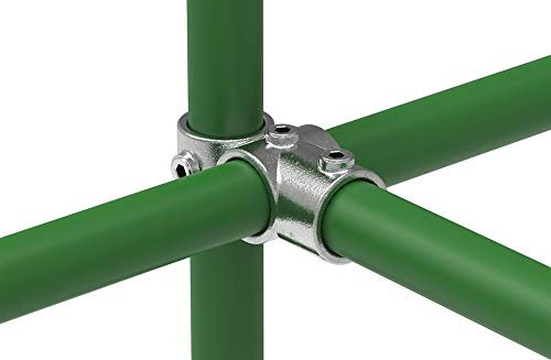 Fenau | Kreuzverbinder, 90°, Eck-Stück/Kreuz-T Rohrverbinder, Ø 26,9 mm, Temperguss galvanisiert, feuerverzinkt, inkl. Schrauben