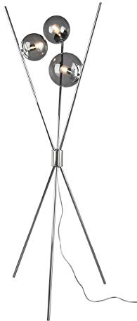 Trio Leuchten Stehleuchte Lance 403400354, Metall Chrom, Glas rauchfarbig, exkl. 3x E14