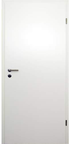 HORI Zimmertür Komplettset mit Zarge und Türdrücker I Innentür weiß lackiert I Höhe 198,5 cm - 860 mm - DIN Rechts - Wandstärke: 80 mm (78-97 mm) mm