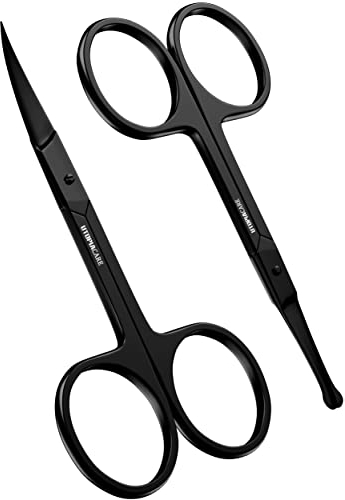 Utopia Care Ciseaux à sourcils professionnels en acier inoxydable pour homme et femme, ciseaux pour poils de nez, moustache, barbe, cils, oreilles, noir