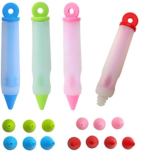Penna Decorazione in Silicone, ZoneYan Silicone Alimentare Penna di Scrittura, Penna Decorazione Cioccolato, Adatto per Decorare o Scrivere Torte, Caramelle, Biscotti e Altri Alimenti(4 Pieces)