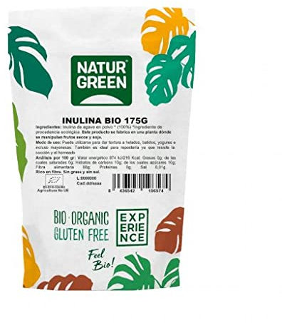 NaturGreen - Inulina Bio, Inulina de Agave en Polvo, Soluble en Agua, Ayuda al Metabolismo de Carbohidratos - 175 g