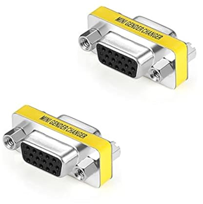 LuoQiuFa 2-Pack VGA SVGA HD15 Female to Female Mini Gender Changer Coupler Cable Adapter