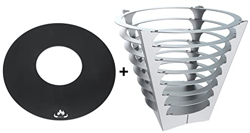 teileplus24 FT09 Feuertonne + Grillring | Komplettset | Feuerkorb + Grillplatte | Groß Rund, Design:Circle & Grillring