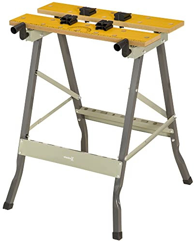 DURHAND 4-in-1 Work Bench, Folding Clamp Table w/ 4 Adjustable Clamping Pegs for DIY Home Garage, Grey