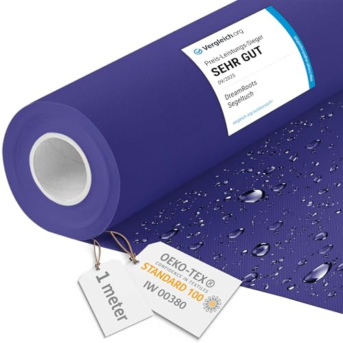 DreamRoots Tissu imperméable extérieur au metre 160 cm Largeur - Toile exterieure impermeable 100% de polyester 600D 220g/m - Tissus au metre ameublement Royal 1M