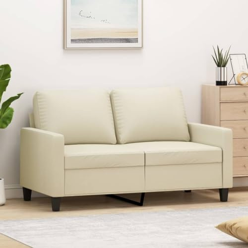 Gecheer Sofá de 2 plazas, color crema, 120 cm, sofás de 2 plazas, sofá de 2 plazas moderno, sofá acolchado, sofá cama, sofá para salón o oficina, moderno, sofá de piel sintética