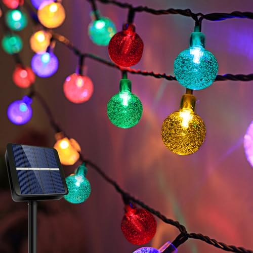 Auting Solar Lichterkette Außen Wetterfest, 30LED 8 Modi Solar Lichterkette Aussen Bunt Wasserdicht, Solar Kristall Kugeln Beleuchtung für Garten, Balkon, Bäume, Terrasse, Hochzeiten, Partys