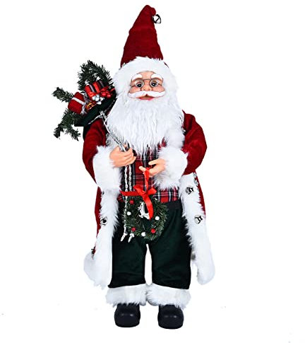 WELLDOER Weihnachtsmann-Figuren, stehender Weihnachtsmann für Statuen, Weihnachtsdekoration, Tischdekoration, Geschenke, Weihnachtsmann-Figuren