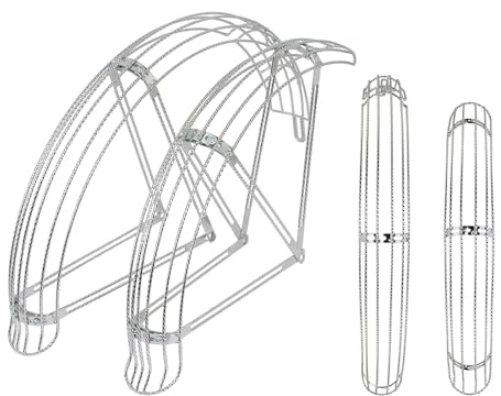 Lowrider Bike 20 Flared Twisted Adjustable Fender W/5 Braces Set Chrome.Bike parts.Bicycle parts