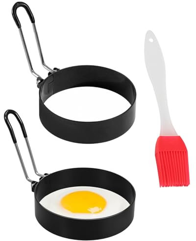 TIXQOLO 2 Pezzi Anello Uovo in Acciaio Inossidabile,Stampo Pancake,Uovo in Camicia Rotondo,d'uovo acciaio,Muffa Dell'Uovo Fritto, per Uova Fritte, Involtini