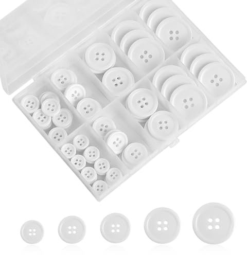 100 Stück Weiß Nähknöpfe Knöpfe mit 4 Löchern Runde Knöpfe Kunstharz Bastelknöpfe zum Nähen Stricken Outfit Anzug Mantel Hemd und DIY-Dekoration