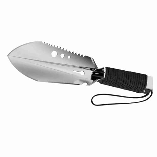 Shovel Hand Shovel 3 Size Hex Wrench Bottle Opener Stainless Steel Camping Hand Shovel for Hiking Gardening (Black)