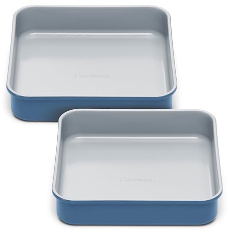 Caraway 9” Square Pan Duo - Non-Stick Ceramic Coating - Free From Forever Chemicals - Cake Pan Perfect for Brownies, Lemon Bars, & More - Slate