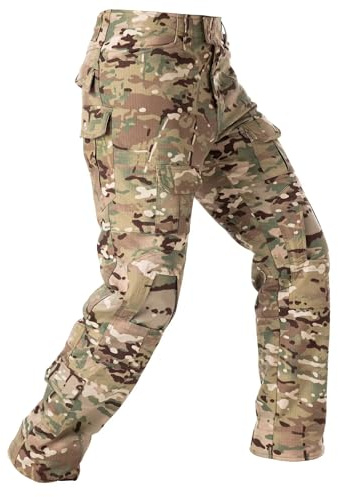 VATINNT Men's Hiking Tactical Trousers Waterproof Camouflage Combat Cargo Trousers Outdoor Military Work Pant with Multi-Pocket G3WF CP Camo 34