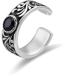 PHNIBIRD Ear cuff - Orecchini piccoli da uomo, in argento 925, con cartilagine, colore: nero, largo, da indossare tutti i giorni, Klein, Argento, Smeraldo sintetico