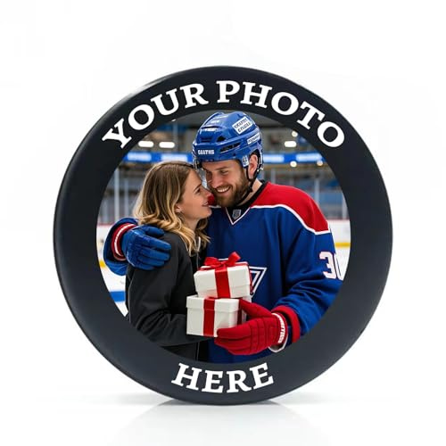 Zhyyanp Hockey Puck Personalized Photo Logo Hockey Pucks - Custom Standard Competition Ice Hockey Pucks - Hockey Gifts for Fans Mens Boys Boyfriend Husband Dad -Thanks Coach Gift (BK)