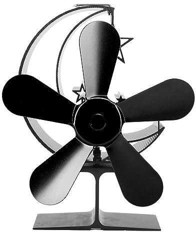 Ylwxzenith 5 ventilador de estufa con alimentación de calor, material de aleación de aluminio, disipación de fuego rápido, de fuego rápido, ahorro, calefacción versátil y eficiente para la (Black)