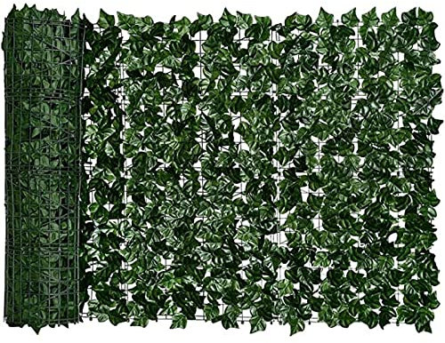 Rouleau de lierre artificiel – Treillage de clôture de jardin avec faux feuillage – Feuille de buis – Décoration extérieure pour décoration extérieure – Couverture d'intimité et toile de fond de