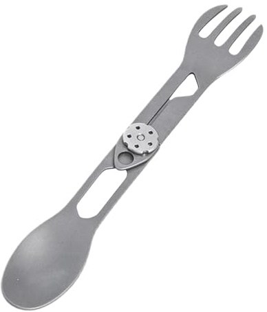 Ustensiles De Camping En Titane - Couvert Titane 2-en-1 Cuillère et Fourchette Pliable,Ustensile de Camping Portable pour Randonnée Survival Voyage Barbecue Sac à Dos Pique-nique