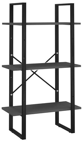 Eleganz Estantería de almacenamiento gris 60 x 30 x 105 cm de metal y madera – Estable y ahorra espacio para garaje, sótano u oficina – Moderno sistema de estanterías para ordenar y espacio de