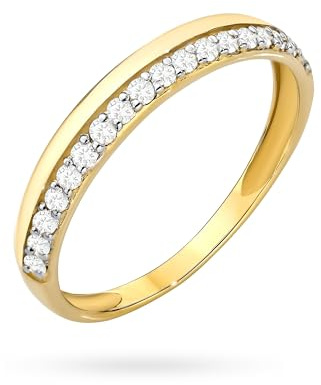 MARKO Bague en or 8 et 14 carats avec zircone – Élégante bague pour femme en or véritable pour femme comme bague de fiançailles, bague de mariage et bijou cadeau