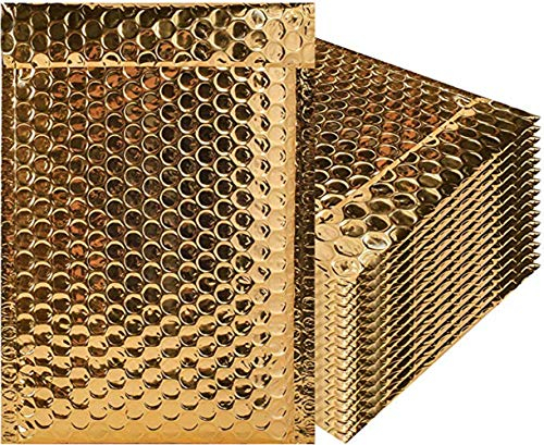 ANNIUP 20 Stück Siegel Goldene Gepolsterte Umschläge,Poly Bubble Mailers, Außenmaße 23 * 18cm, Versandtaschen mit Luftpolsterfolie,Wasserdicht Mailer Polsterumschläge