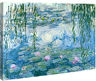 Wieco Art - Water Lilies by Claude Monet Oil Paintings Flowers Reproduction Giclee Canvas Prints Modern Landscape Artwork Picture Printed on Canvas Wall Art for Home Office Decorations
