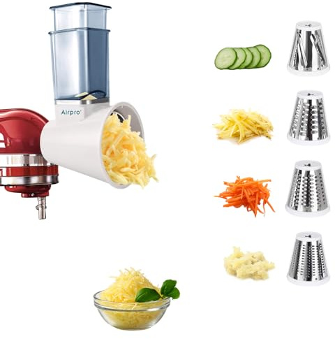 Slicer Shredder Attachment for Kitchenaid Stand Mixer, Salad Machine with Vegetable Slicer, Salad Maker, Food Slicers Cheese Grater Attachments for Kitchenaid Mixer Dishwasher Safe By Airpro,Blue