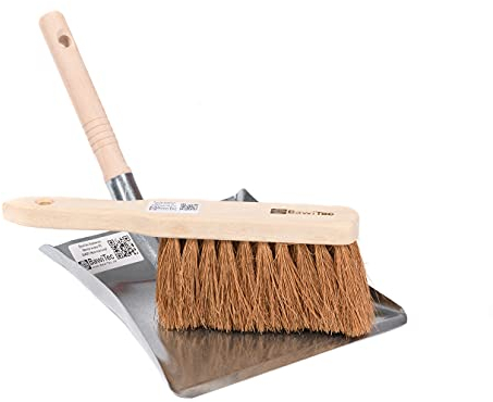 Qualitäts Kehrgarnituren Kehrsets von BawiTec Handfeger und Kehrschaufel Kehrblech mit Griff stabile robuste Ausführung verschiedene Borsten (1x Kehrset Kokos)