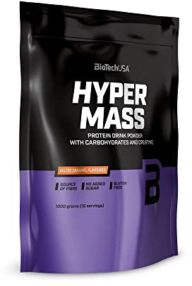 BioTechUSA Hyper Mass | Mass Gainer med Kolhydrater och Proteinblandning | Mikroniserat Kreatin | Glutenfri | 1 kg, Saltad karamell