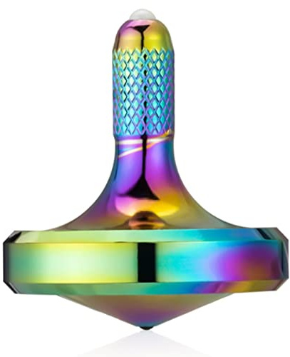 Toupie en métal en Acier Inoxydable, Jouet de décompression EDC Bien conçu, Parfaitement équilibré et Roulant en Douceur, Aide à réduire Le Stress, l'anxiété (M/Iridescent)