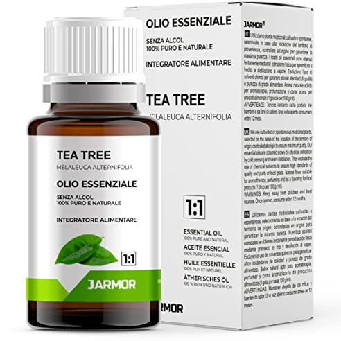 Olio Essenziale di Tea Tree Puro 10ml - 100% Naturale, Per Pelle, Acne, Cuoio Capelluto, Capelli, Piedi e Unghie, Lenitivo e Antibatterico, Integratore Alimentare e Aromaterapia (TEA TREE)