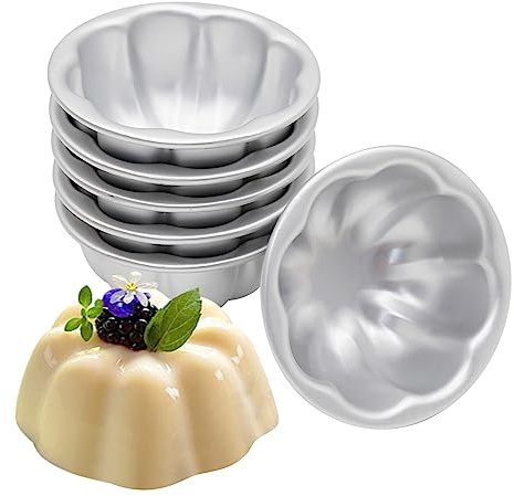 6 Pcs Egg Tart Molds Aluminum Alloy Cake Tartlets Baking Tool Flower Shape Non-stick Egg Tart Molds 3.5 X1.6inch Muffin Cupcake Pudding Baking Cup Maker