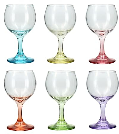 NOVASTYL - Lot de 6 verres à pied ballon 19cl en verre couleurs assorties - 1605169