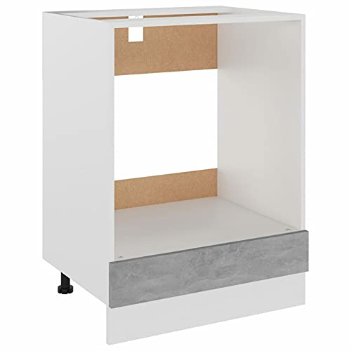 Gecheer Herdumbauschrank Aufbewahrungsschrank Küchenschrank Ofenschrank Backofenschrank Herdschrank Küchenzeile Küchenmöbel Backofen Betongrau 60 x 46 x 81,5 cm (B x T x H) Holzwerkstoff
