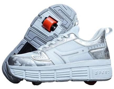 ENEN Chaussure a Roulette, Chaussures a roulettes Retractable Garçons, Mode Skateboard Baskets avec Roulette Enfant Fille, Roller 2 Roues Adolescents pour Intérieur Extérieur -908