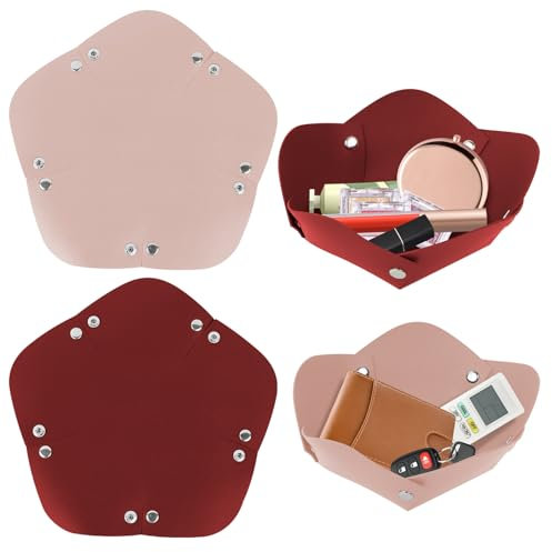 Vassoio Portaoggetti in Pelle, Svuotatasche per Decorare e Conservare I Gioielli, Svuotatasche Thun per Conservare Chiavi, Gioielli, Cosmetici, Occhiali e Telefoni Cellulari, Vassoio Bagno 2 Pezzi