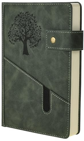 Thboxes Thick A5 Journal Notebook Lined, 360 Pages Hardcover Leather Journal for Women Men Diary Notebook, 100GSM Paper, for Work Office School, 5.7 X 8.5, Dark Green