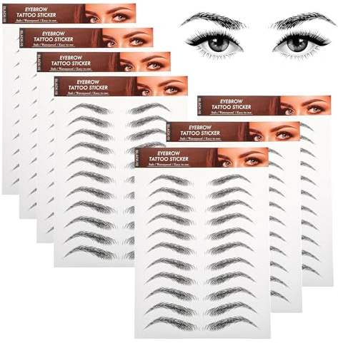 Molain Eyebrow Tattoos Stickers 7 PCS Waterproof Tattoo Color Fake Eyebrows Tattooed Stencils Instant Transfer False Brows Shape Grooming Shaping Temporary Brow Peel Off Tint Paper For Women(black)