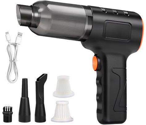 Aspiradora de mano potente, aspiradora de coche de 16000 Pa, inalámbrica, plumero de aire comprimido 4 en 1, soplador de aire y bomba, recargable por USB de 200 W, aspiradora de coche para el pelo de