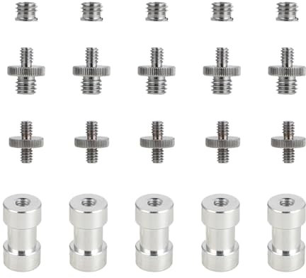 20 adaptadores de rosca de trípode para cámara - 1/4 a 3/8 tornillo - para trípode, monopod, rótula, soporte de luz, adaptador para cabeza de trípode, rosca macho