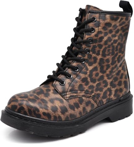 IF FASHION Stivali Stivaletti Militari Combat boots Anfibi da Donna MT88 leopardato maculato N.40