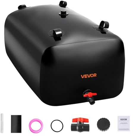 VEVOR Réservoir d'eau Souple 240 L, Vessie de Stockage Eau Pliable, Sac Conteneur d'eau PVC 1000D de Grande Capacité, pour Irrigation de Jardin, Camping, Camping-Car, Prévention des Incendies, Noir