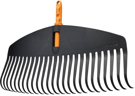 Fiskars OneClick Râteau à Feuilles L, Large Balai en Éventail pour Grandes Surfaces de Gazon, Changement Facile en Un Seul Clic, Design Flexible et Robuste, Largeur : 51 cm, Noir/Orange, 1080673