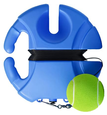Stibtmr Entraîneur de Tennis Portable 21 cm PE Bleu avec Balle rebondissante - Entraîneur de Tennis - Bande élastique - Balle d'exercice - Ballon de avec Cordon - Équipement d'entraînement de