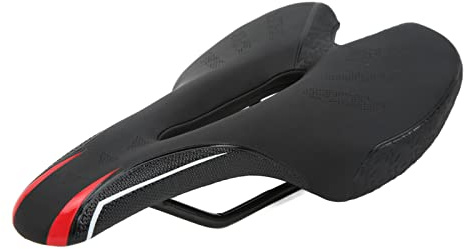 Cubierta de Asiento para Bicicleta, cojín de sillín de Bicicleta de montaña Altamente elástico, Almohadilla de Asiento de Bicicleta Hueca y Transpirable con Espuma viscoelástica pa (911-2 Negro Rojo)