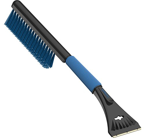 AUPROTEC Brosse à Neige + Grattoir à Glace en Laiton 2in1 avec Poignée antidérapante de Confort Gratte-Givre et Balai Pare Brise Outil d'hiver ASE 2 - Couleur Noir-Bleu